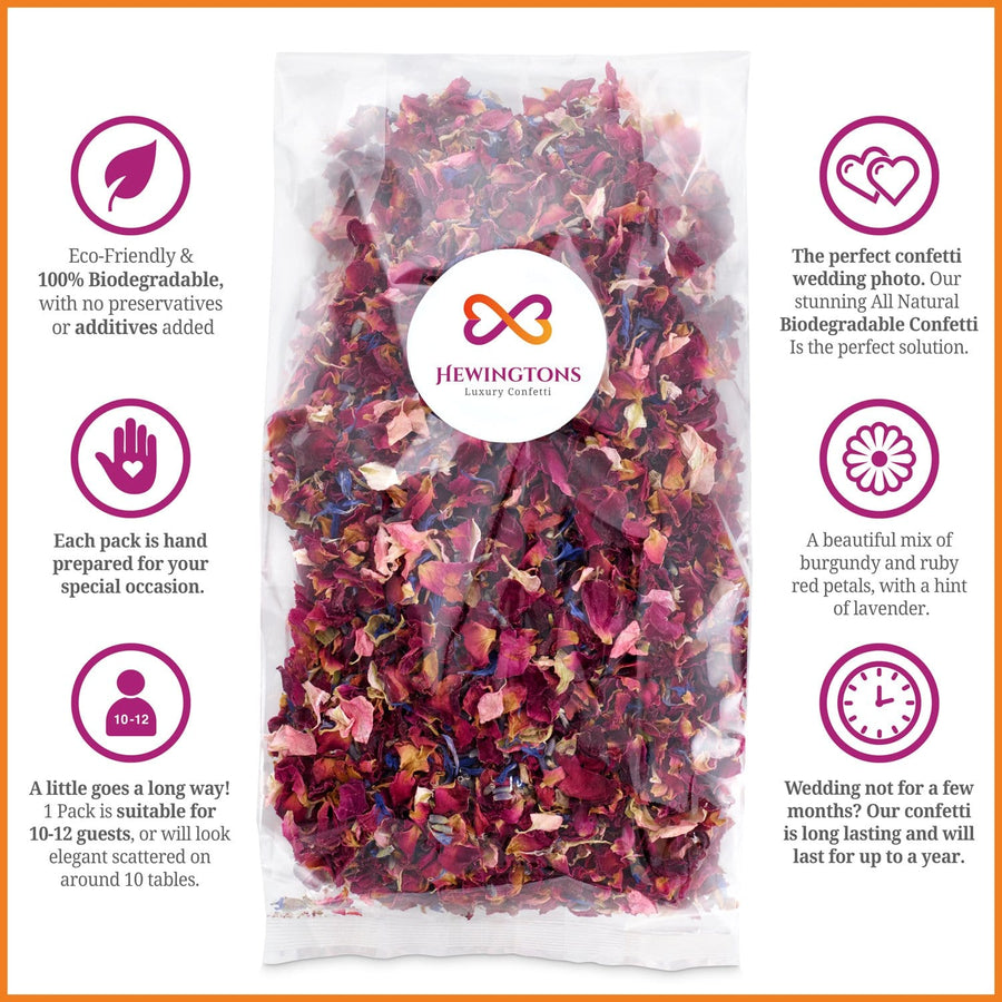 Natural Biodegradable Wedding Confetti | Dried Flowers - Rose Petals, Dried Lavender & Cornflower Petals | Eco-Friendly & 100% Biodegradable